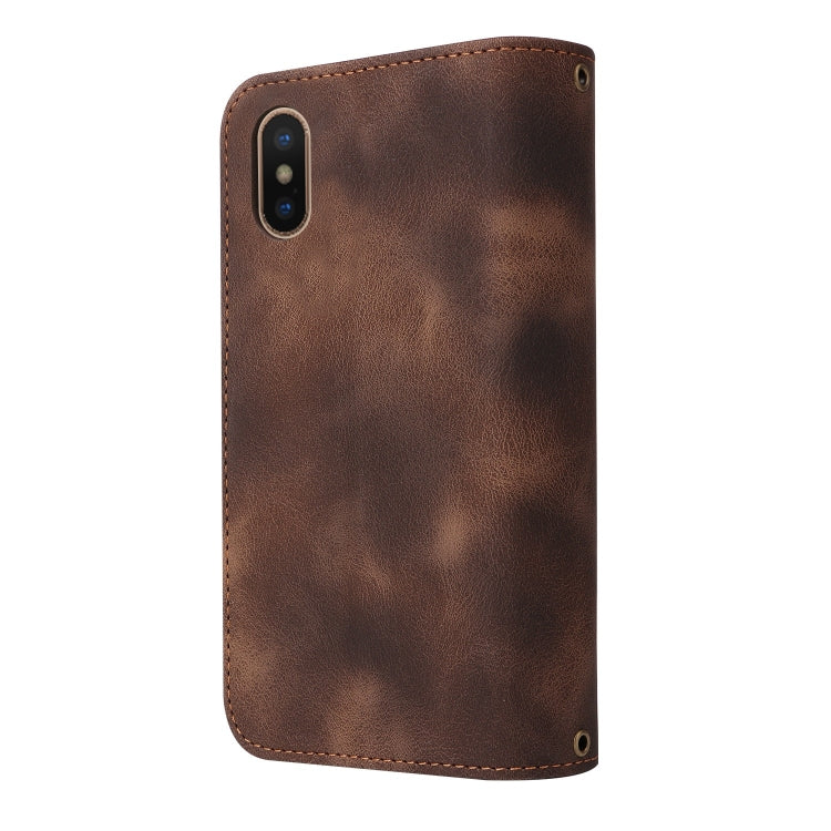 For iPhone XS / X Multifunctional Card Slot Zipper Wallet Leather Phone Case