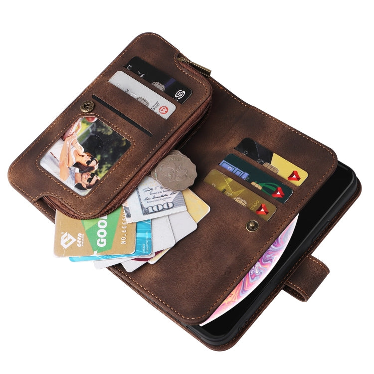 For iPhone XS / X Multifunctional Card Slot Zipper Wallet Leather Phone Case