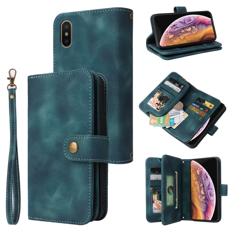 For iPhone XS / X Multifunctional Card Slot Zipper Wallet Leather Phone Case