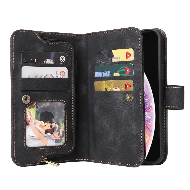 For iPhone XR Multifunctional Card Slot Zipper Wallet Leather Phone Case