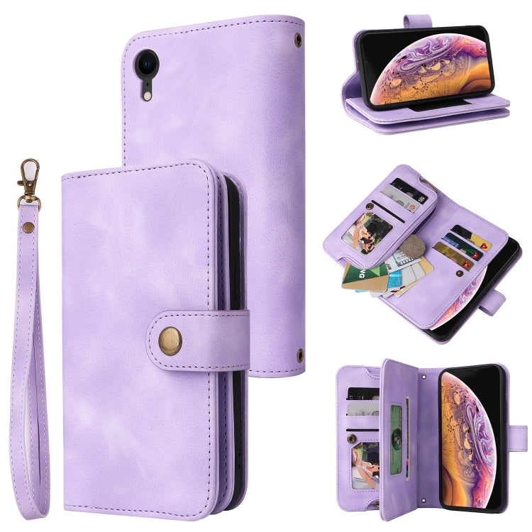For iPhone XR Multifunctional Card Slot Zipper Wallet Leather Phone Case