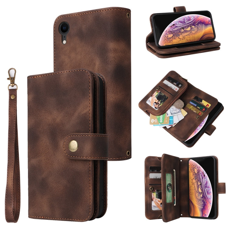 For iPhone XR Multifunctional Card Slot Zipper Wallet Leather Phone Case