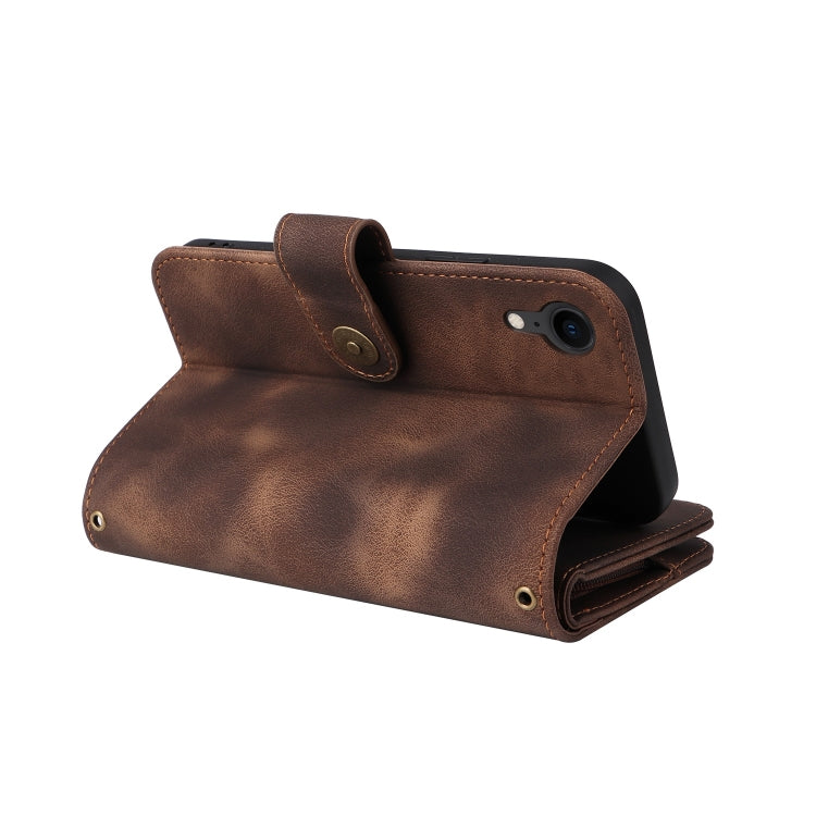 For iPhone XR Multifunctional Card Slot Zipper Wallet Leather Phone Case