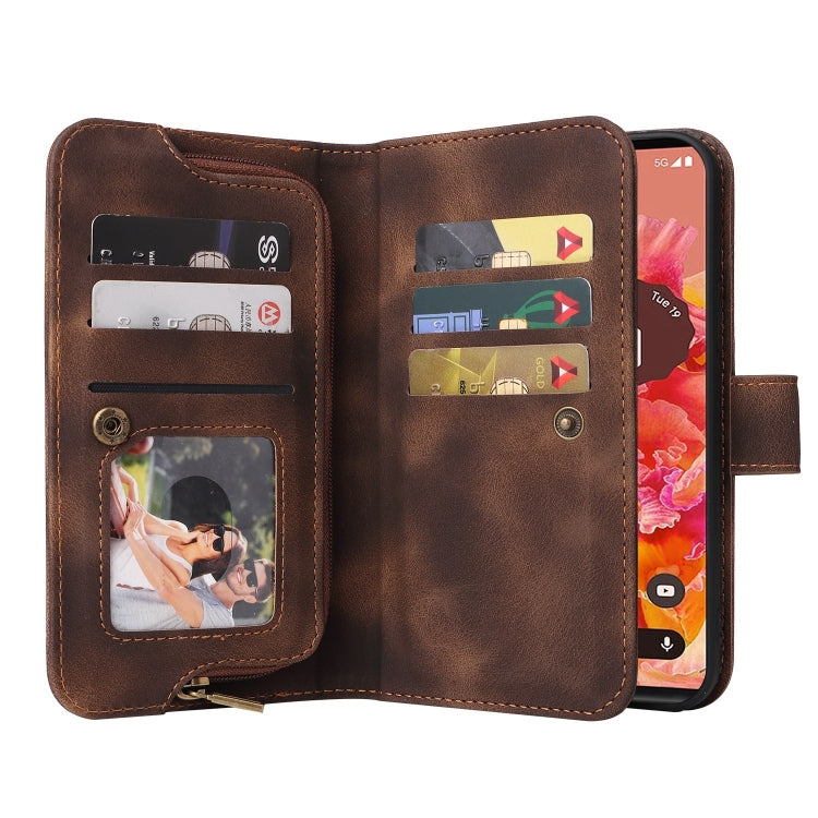 For Google Pixel 6 Multifunctional Card Slot Zipper Wallet Leather Phone Case