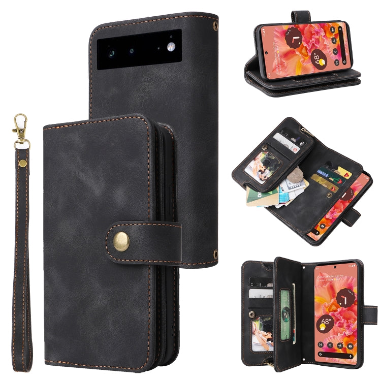 For Google Pixel 6 Pro Multifunctional Card Slot Zipper Wallet Leather Phone Case