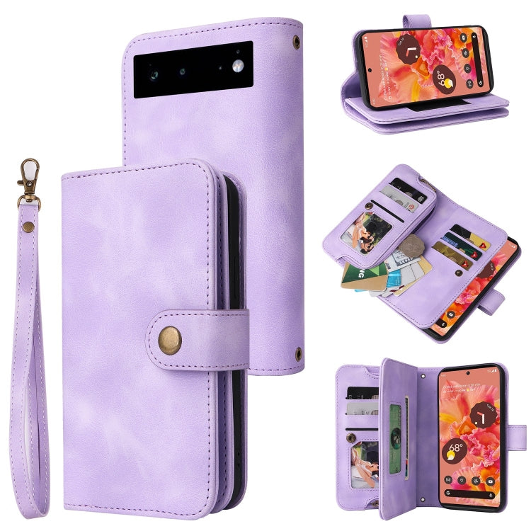 For Google Pixel 6 Pro Multifunctional Card Slot Zipper Wallet Leather Phone Case