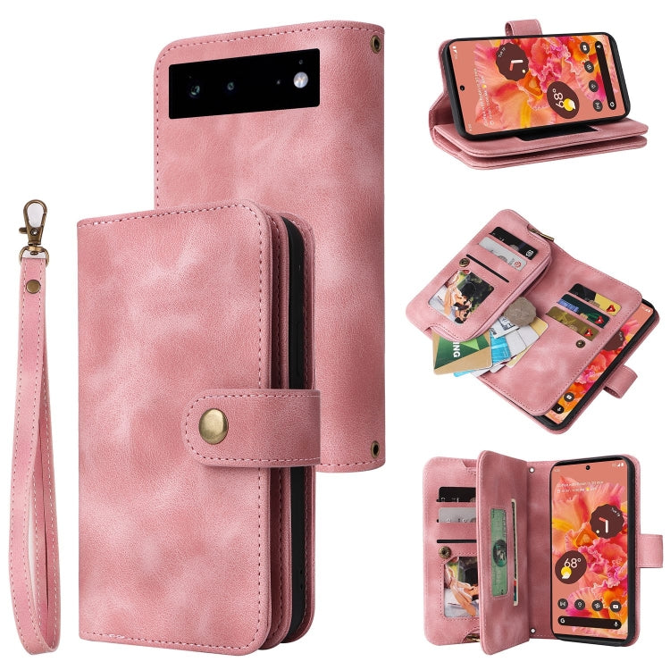 For Google Pixel 6 Pro Multifunctional Card Slot Zipper Wallet Leather Phone Case