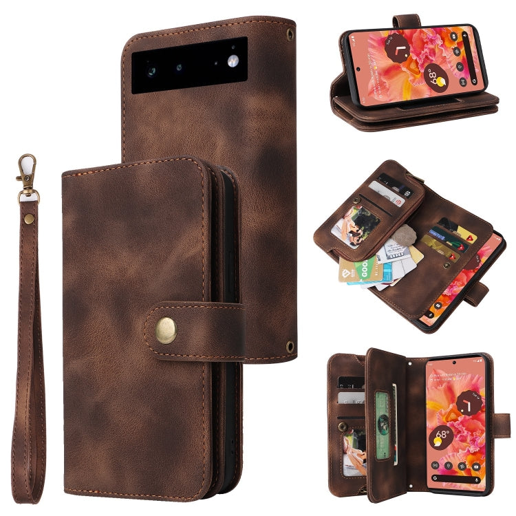 For Google Pixel 6 Pro Multifunctional Card Slot Zipper Wallet Leather Phone Case