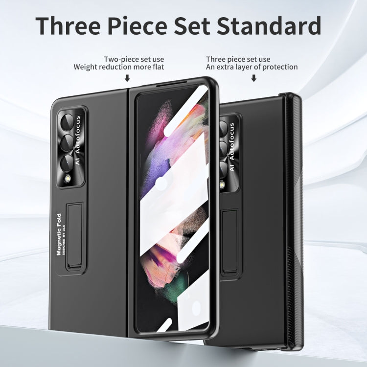 For Samsung Galaxy Z Fold3 5G Electroplating Corrugated Hinge Folding Phone Case