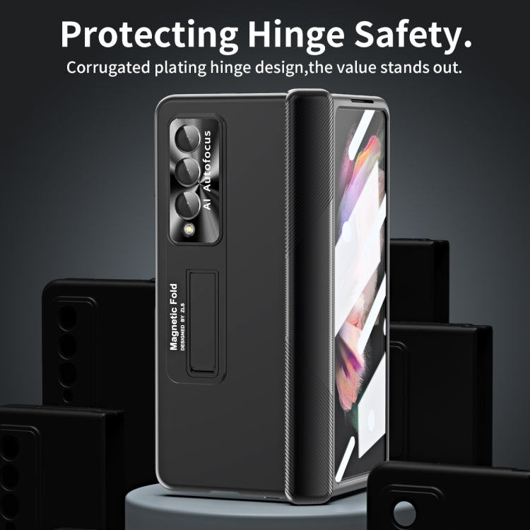 For Samsung Galaxy Z Fold3 5G Electroplating Corrugated Hinge Folding Phone Case