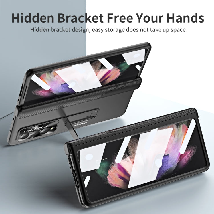 For Samsung Galaxy Z Fold3 5G Electroplating Corrugated Hinge Folding Phone Case