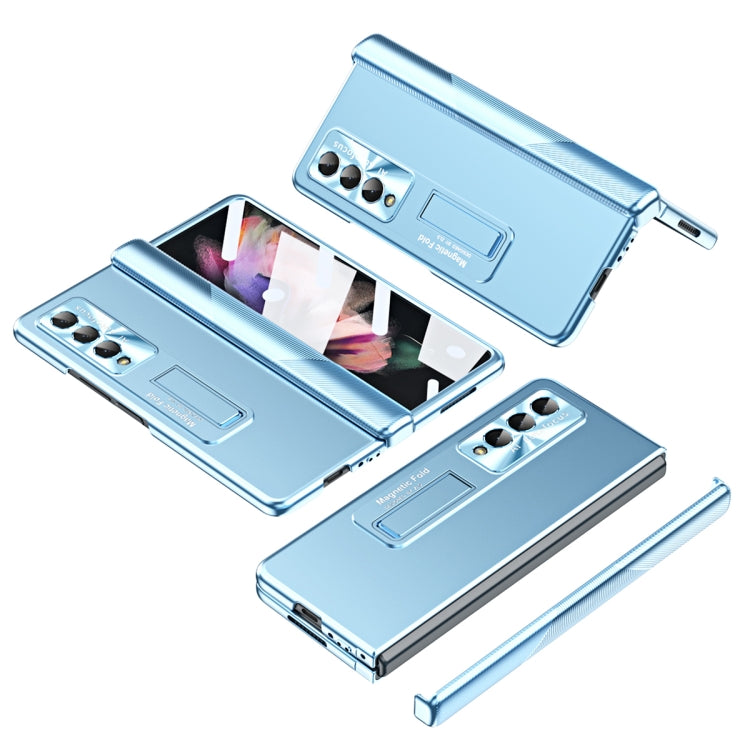 For Samsung Galaxy Z Fold3 5G Electroplating Corrugated Hinge Folding Phone Case