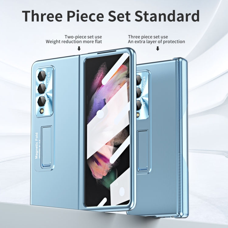 For Samsung Galaxy Z Fold3 5G Electroplating Corrugated Hinge Folding Phone Case