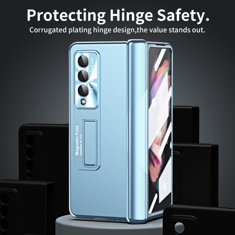 For Samsung Galaxy Z Fold3 5G Electroplating Corrugated Hinge Folding Phone Case