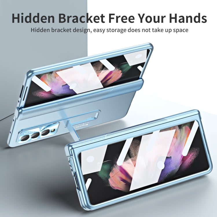 For Samsung Galaxy Z Fold3 5G Electroplating Corrugated Hinge Folding Phone Case
