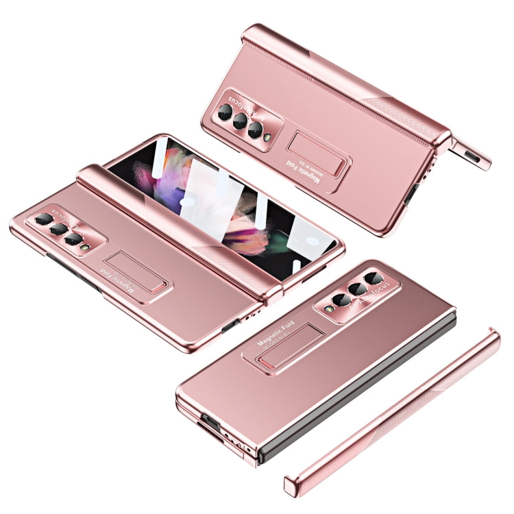 For Samsung Galaxy Z Fold3 5G Electroplating Corrugated Hinge Folding Phone Case