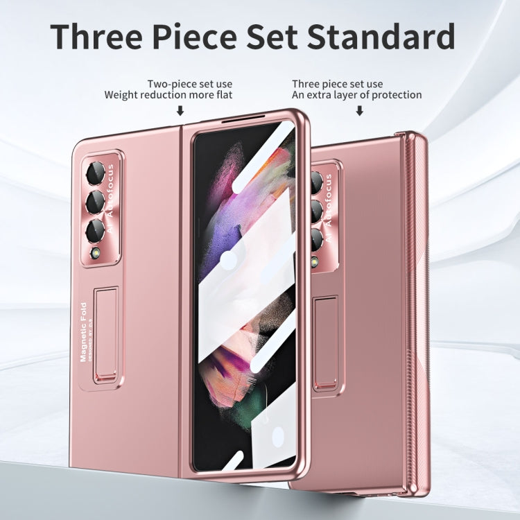 For Samsung Galaxy Z Fold3 5G Electroplating Corrugated Hinge Folding Phone Case