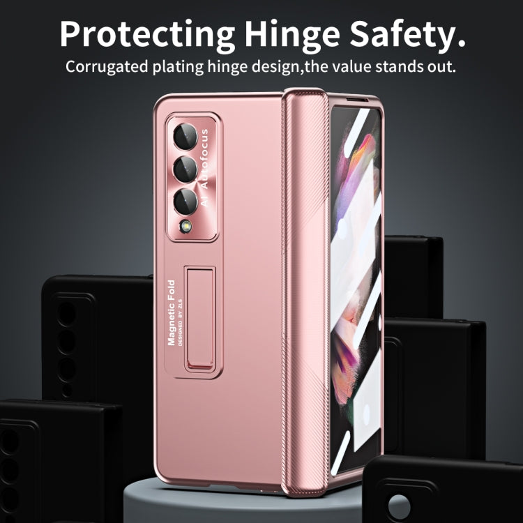 For Samsung Galaxy Z Fold3 5G Electroplating Corrugated Hinge Folding Phone Case