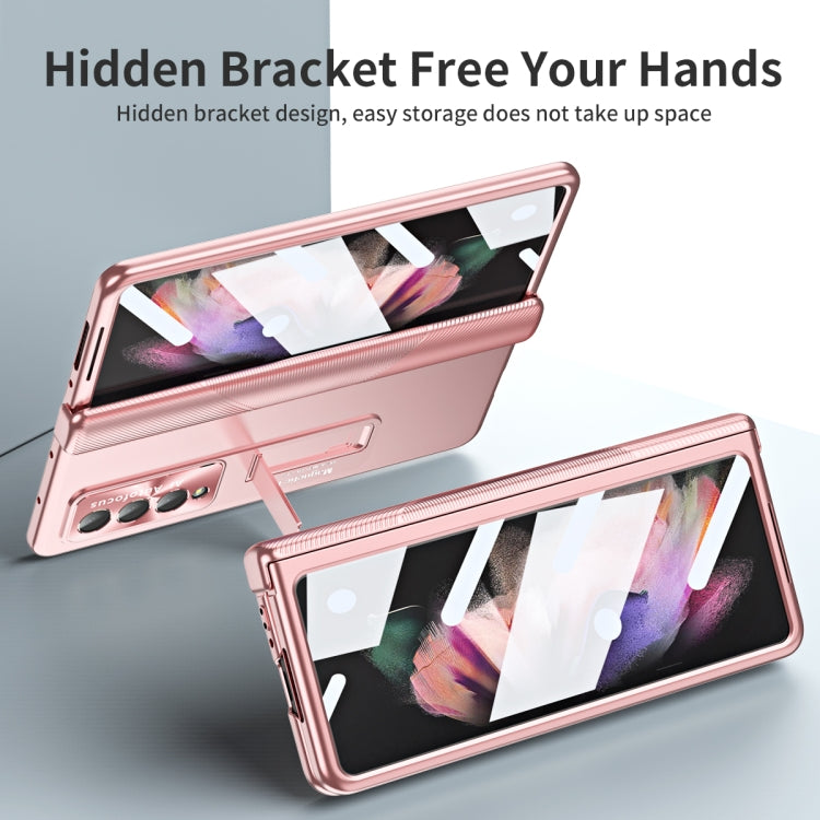 For Samsung Galaxy Z Fold3 5G Electroplating Corrugated Hinge Folding Phone Case