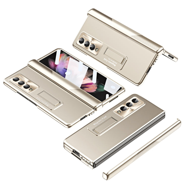 For Samsung Galaxy Z Fold3 5G Electroplating Corrugated Hinge Folding Phone Case