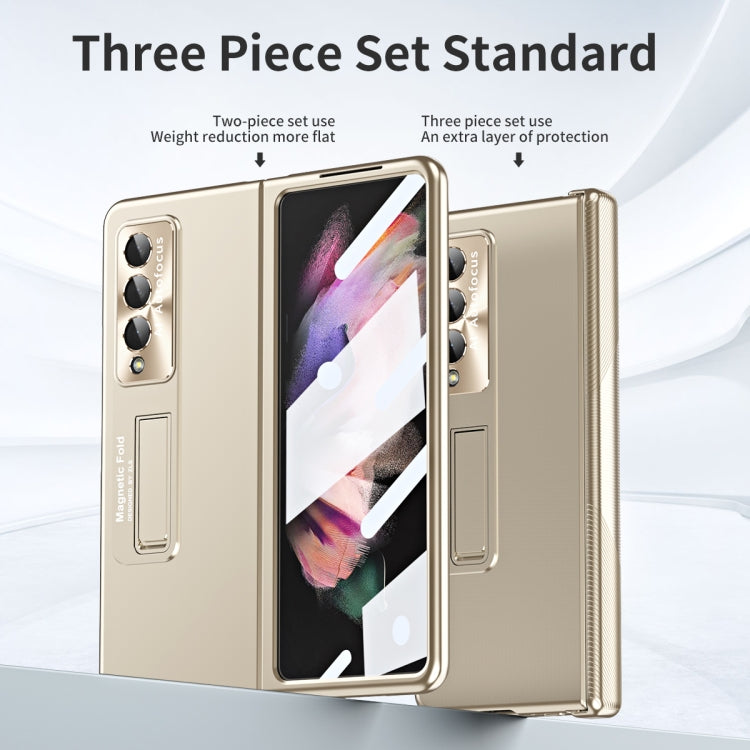 For Samsung Galaxy Z Fold3 5G Electroplating Corrugated Hinge Folding Phone Case