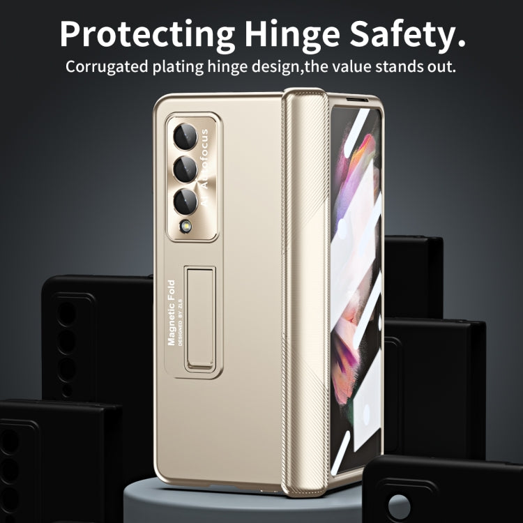 For Samsung Galaxy Z Fold3 5G Electroplating Corrugated Hinge Folding Phone Case