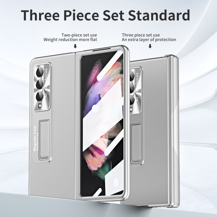 For Samsung Galaxy Z Fold3 5G Electroplating Corrugated Hinge Folding Phone Case