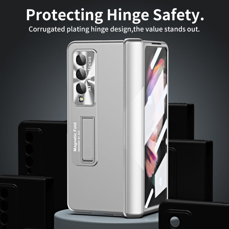 For Samsung Galaxy Z Fold3 5G Electroplating Corrugated Hinge Folding Phone Case