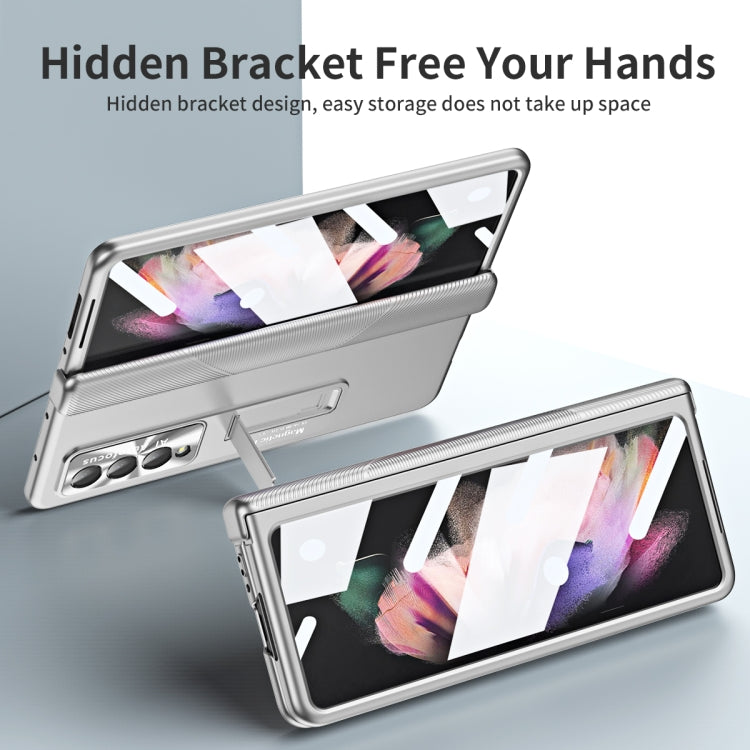 For Samsung Galaxy Z Fold3 5G Electroplating Corrugated Hinge Folding Phone Case