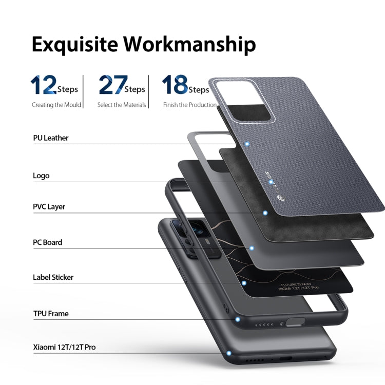 For Xiaomi 12T Pro DUX DUCIS Fino Series PU + TPU Phone Case(Grey)