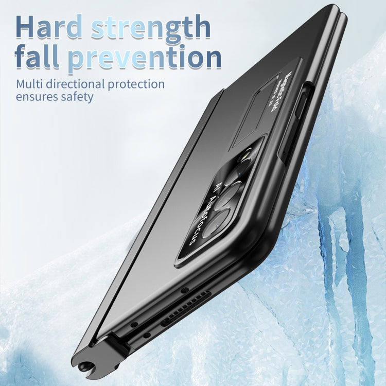 For Samsung Galaxy Z Fold4 Electroplating Corrugated Hinge Folding Phone Case with Pen Slot
