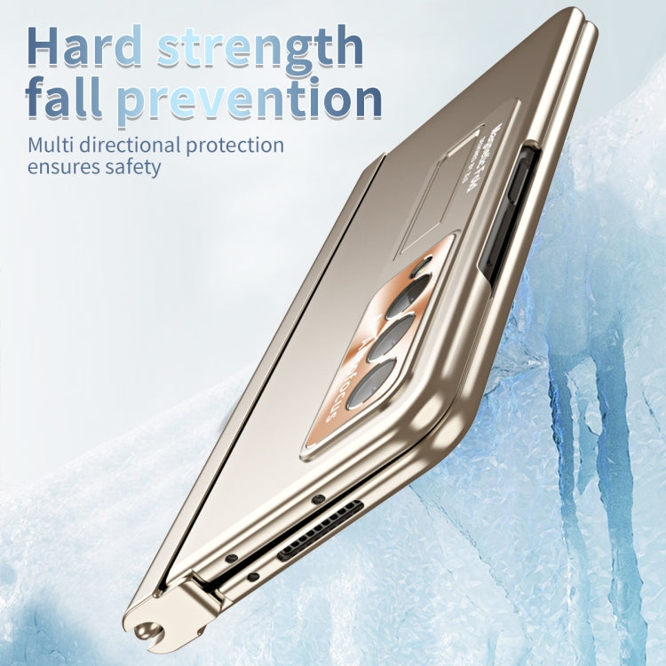 For Samsung Galaxy Z Fold4 Electroplating Corrugated Hinge Folding Phone Case with Pen Slot