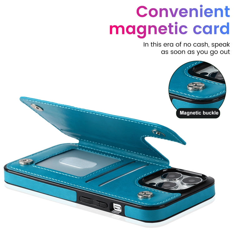 For iPhone 14 Pro Max Double Buckle Mandala Leather Wallet Back Cover Phone Case
