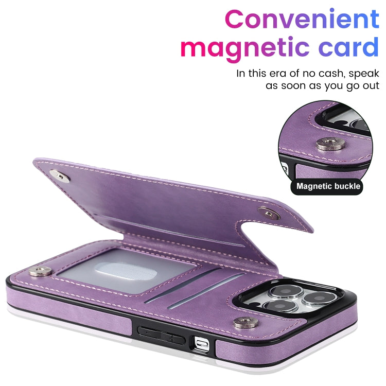 For iPhone 14 Pro Max Double Buckle Mandala Leather Wallet Back Cover Phone Case