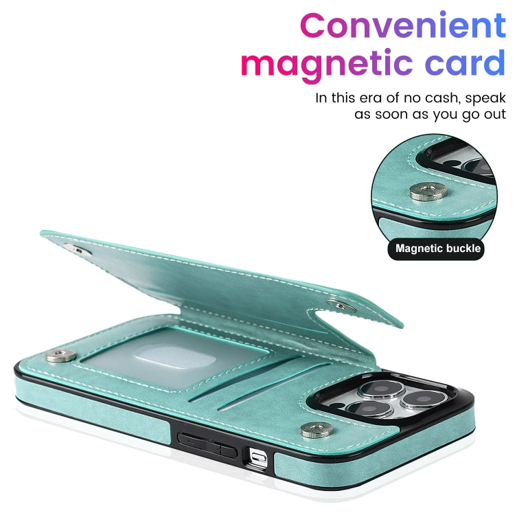 For iPhone 14 Pro Max Double Buckle Mandala Leather Wallet Back Cover Phone Case