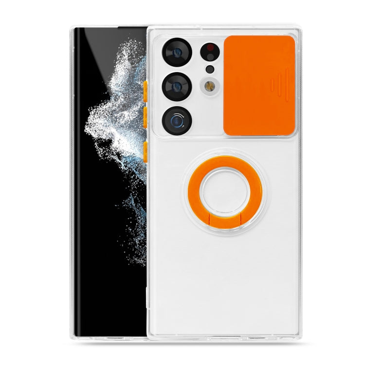 For Samsung Galaxy S23 Ultra 5G Sliding Camera Cover Design Phone Case with Ring Holder