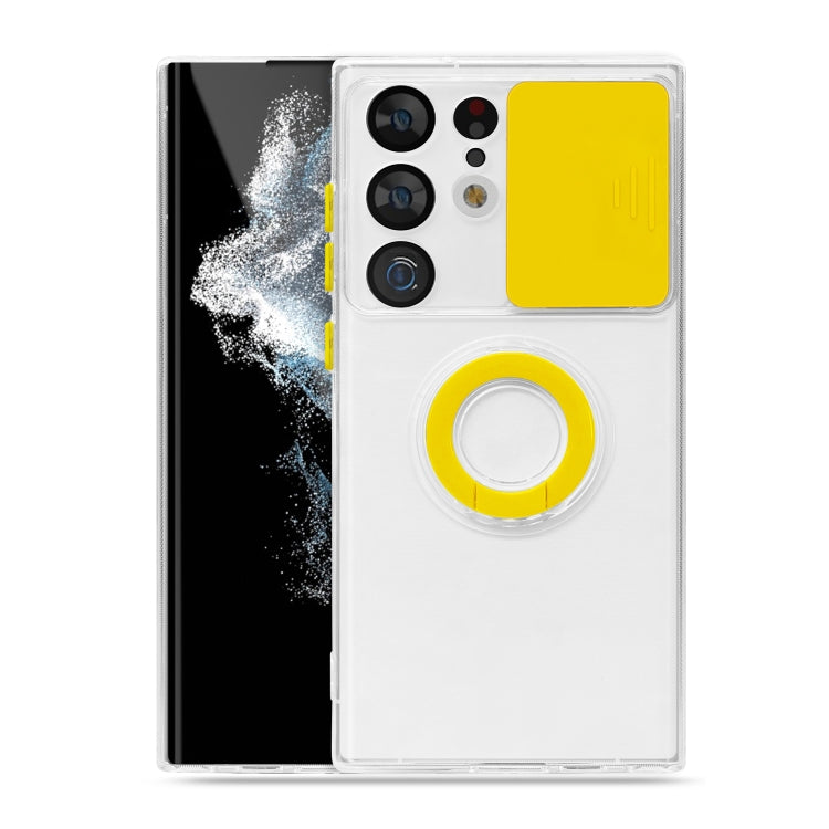 For Samsung Galaxy S23 Ultra 5G Sliding Camera Cover Design Phone Case with Ring Holder