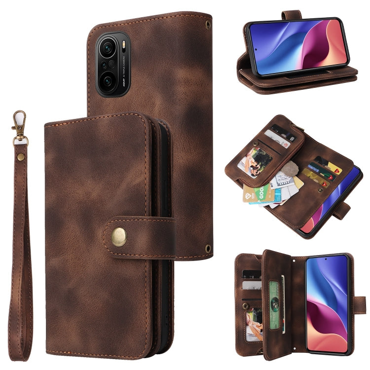 For Xiaomi Redmi K40 / Poco F3 Multifunctional Card Slot Zipper Wallet Leather Phone Case