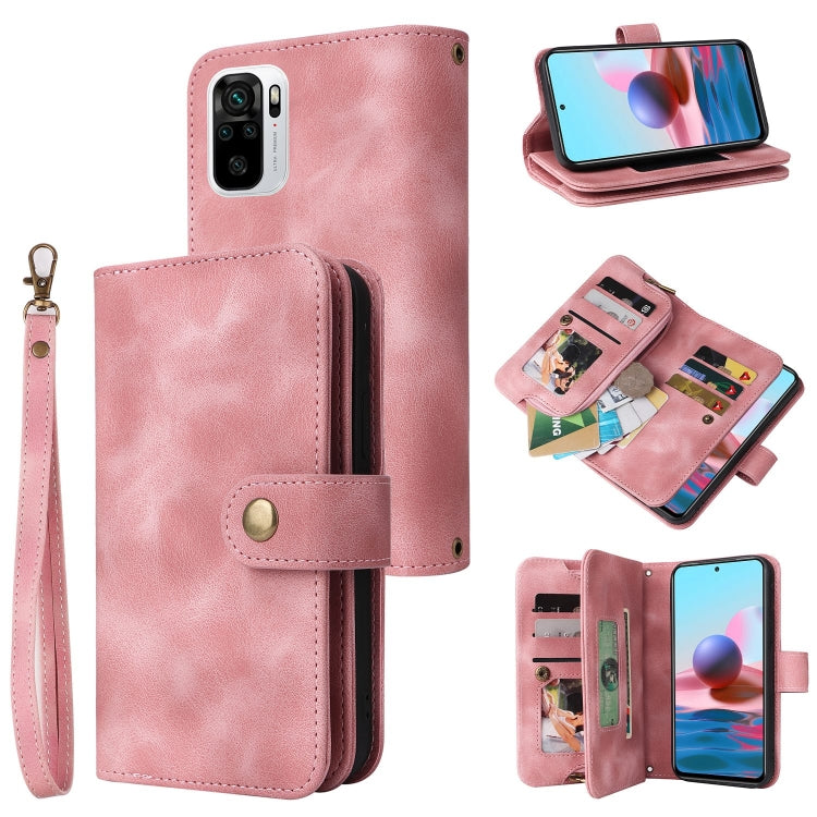 For Xiaomi Redmi Note 10 4G Multifunctional Card Slot Zipper Wallet Leather Phone Case