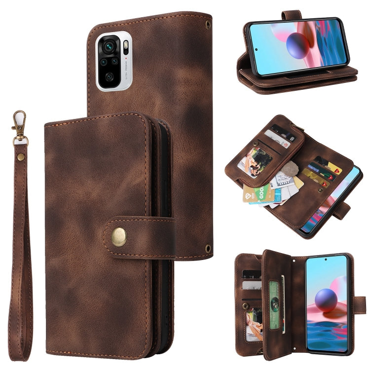 For Xiaomi Redmi Note 10 4G Multifunctional Card Slot Zipper Wallet Leather Phone Case