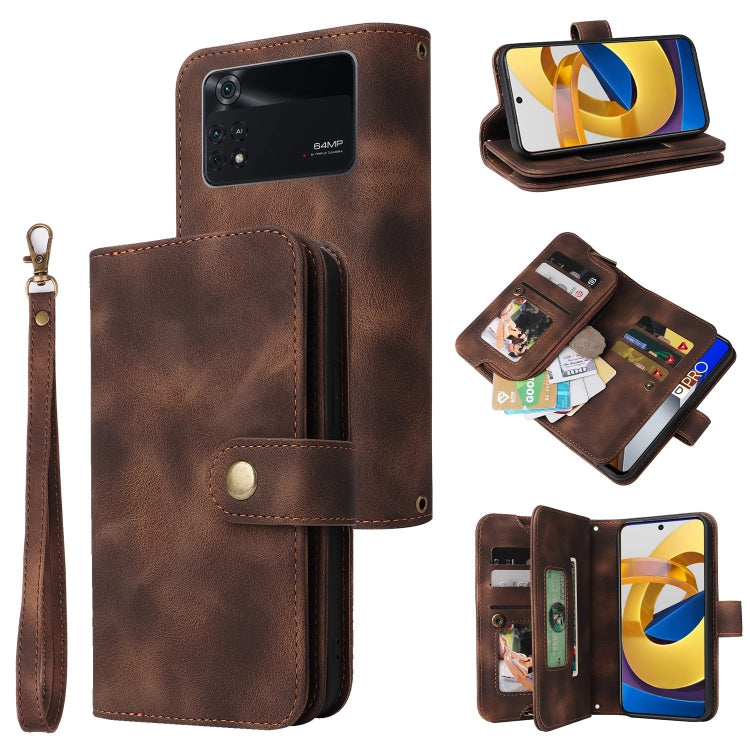 For Xiaomi Poco M4 Pro 5G Multifunctional Card Slot Zipper Wallet Leather Phone Case