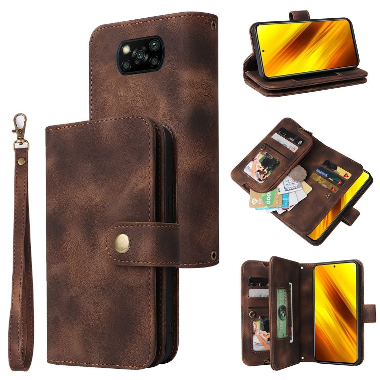 For Xiaomi Poco X3 NFC Multifunctional Card Slot Zipper Wallet Leather Phone Case