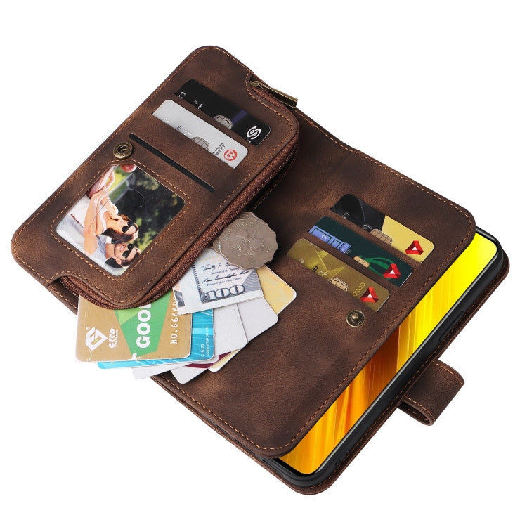 For Xiaomi Poco X3 NFC Multifunctional Card Slot Zipper Wallet Leather Phone Case