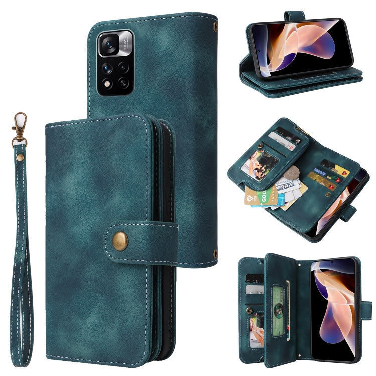 For Xiaomi Redmi Note 11 Global Multifunctional Card Slot Zipper Wallet Leather Phone Case
