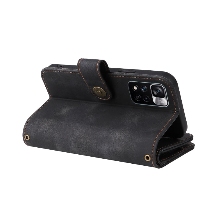 For Xiaomi Redmi Note 11 Global Multifunctional Card Slot Zipper Wallet Leather Phone Case