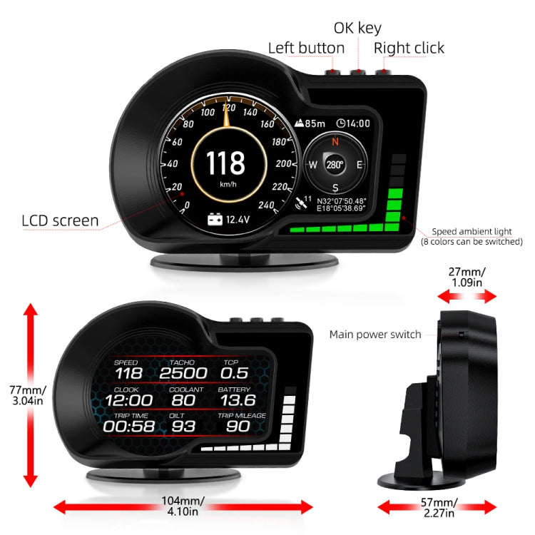 F15 Car High-definition LCD Instrument OBD+GPS HUD Head-up Display