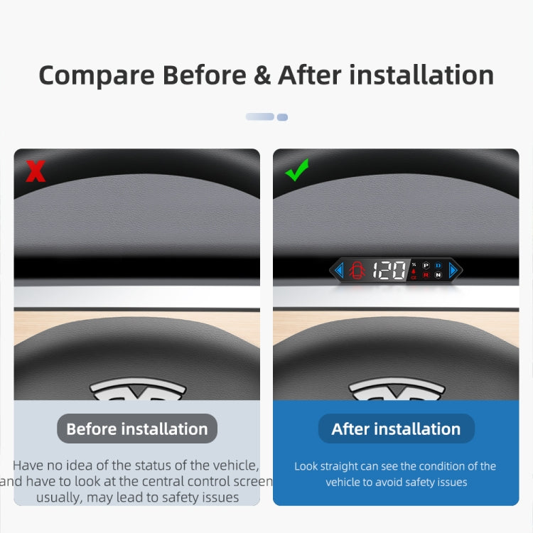 T5 For Tesla Model Y / 3 2019- Car 3 inch HUD Head-up Display