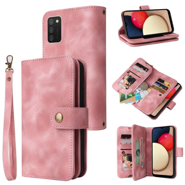 For Samsung Galaxy A02s EU Version Multifunctional Card Slot Zipper Wallet Leather Phone Case