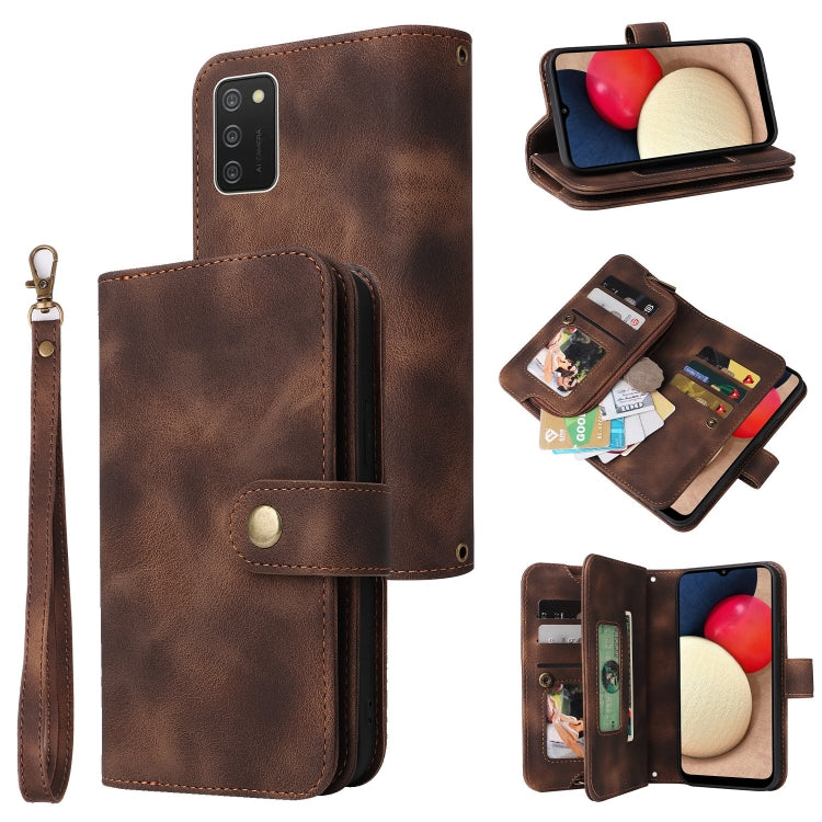 For Samsung Galaxy A02s EU Version Multifunctional Card Slot Zipper Wallet Leather Phone Case
