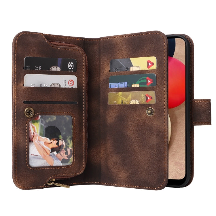 For Samsung Galaxy A02s EU Version Multifunctional Card Slot Zipper Wallet Leather Phone Case